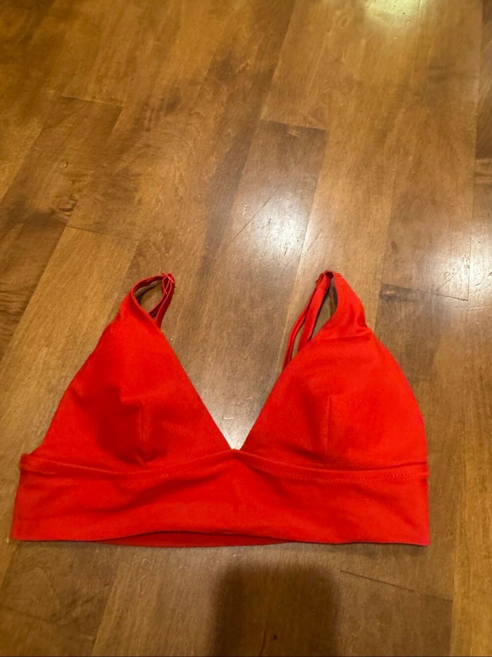 Aerie Women’s Medium Red Longline Triangle Bikini Top Adjustable Straps